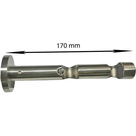 Secodir – Support plafond double tringle à rideau 20 mm – Métal nickelé brossé – Système de serrage manuel – Distance plafond/barre 170 mm (1/2)