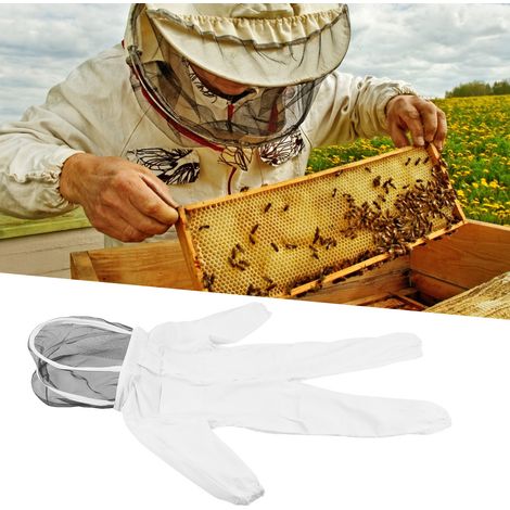 [Traje protector] [Talla M] Traje de apicultura infantil con capucha blanca repelente de abejas, confeccionado en poliéster y algodón. (1/5)
