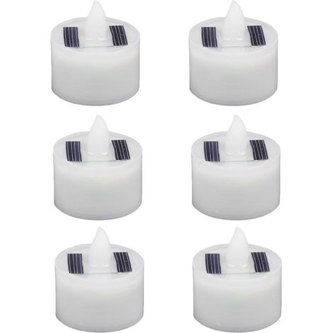 Paquete de 6 velas LED solares impermeables, velas decorativas sin llama con luz blanca cálida parpadeante. (1/3)