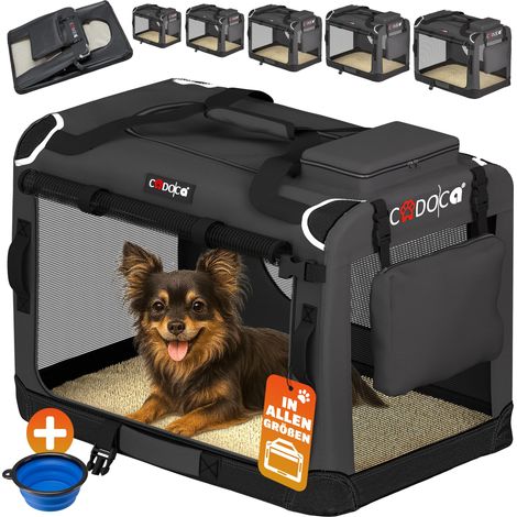 CADOCA Cage de transport pour animaux chien chat rongeur Respirant Pliable Sac de transport Matelas douillet Sac Panier S - Anthracite