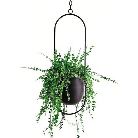 Pot de fleurs suspendu en métal - Pot de fleurs suspendu - Pot de décoration suspendu en plafond - Pot de fleurs (Ovale ) (1/5)