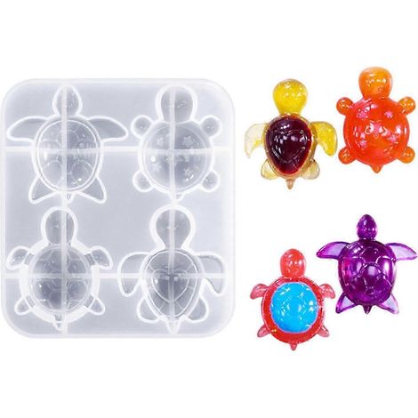 Pendentif en forme de tortue marine - Moule en silicone Ecompatible avec les résines de béton - Démoulage facile - 4 cavités - Compatible avec les projets artistiques en résine de béton (1/5)