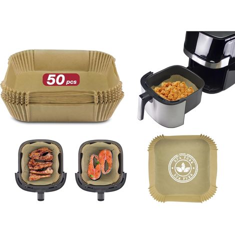 Lot de 50 Barquettes papier, Antiadhésives, Sans BPA, Pour friteuse air chaud 5-10L (1/5)