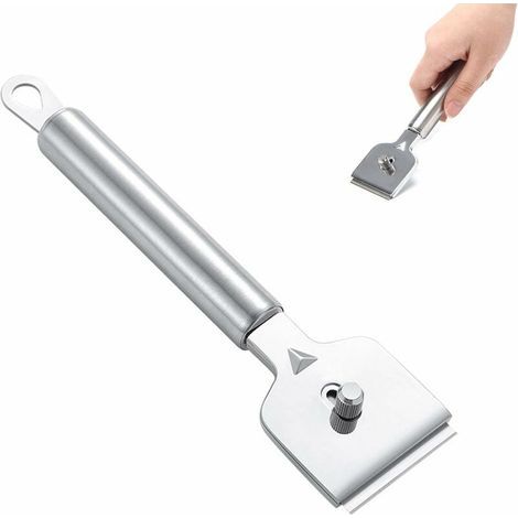 Outil de Nettoyage de grattoir à Verre Grattoir à Lame de Rasoir en Acier Inoxydable avec 4 Lames de Rechange - Grattoir vitrocéramique pour plaques de Cuisson en Verre et à Induction (1/5)