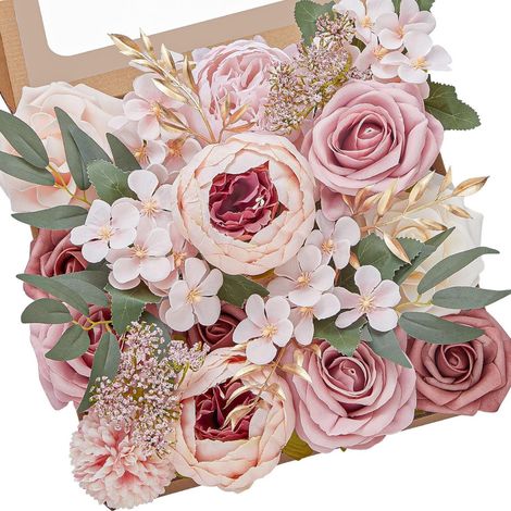 10 Fleurs artificielles, roses en mousse et soie, réalistes sans odeur, pour bouquets de mariage, centres de table, décoration maison (1/5)