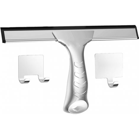 Raclette de Douche en Acier Inoxydable, 25,4 x 13,2 cm, Avec Crochet Adhésif, Idéale pour Vitres et Salle de Bain