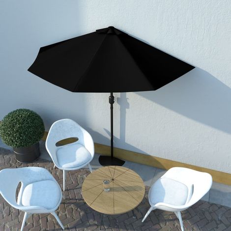 Parasol de balcon avec mât en aluminium Noir 270x135x245cm Demi (1/5)