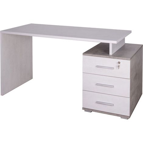 Scrivania 3 Cassetti 154L x 55P x h76 – Finitura Cemento e Bianco Opaco – Sarmog (1/2)