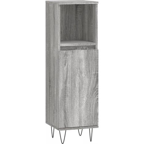 Armario de baño con 2 compartimentos 30 x 30 x 100 cm estilo industrial madera de ingeniería gris 020049007 (1/5)