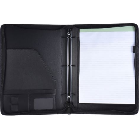 Porte-documents multifonctionnel professionnel A4 en cuir PU avec fermeture éclair, compartiments pour feuilles mobiles, porte-cartes de visite et bloc-notes (1/5)