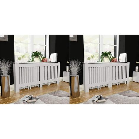 vidaXL Cache-radiateurs 2 pcs blanc bois d'ingénierie 172 cm (1/4)