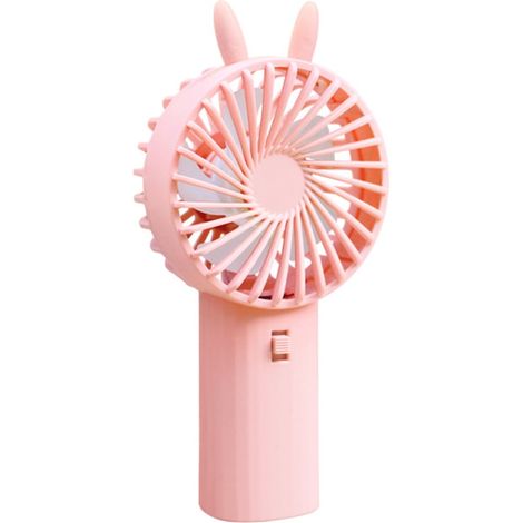 Mini Ventilateur - Alimenté Piles AA - 4 W - 1 Vitesse - Pour Bureau Maison Camping - 15,5 x 7,8 x 5,7 cm - Rose ou Bleu (1/5)