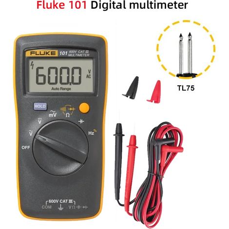 Kit multimètre numérique Fluke 101/101+/101 d'origine, sélection automatique de la gamme, CAT III 600 V, outil de mesure électrique professionnel (1/5)