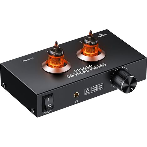 Préampli Phono à Tubes Tube Réglage Volume Sortie Casque Connexions Dorées pour Platines MM (1/5)