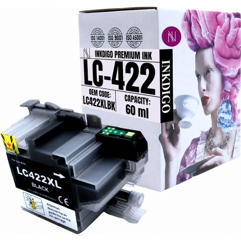 Inchiostro Inkdigo LC422XLBK compatibile con Brother MFC-J5340DW e MFC-J6540DW, certificato TÜV. (1/5)