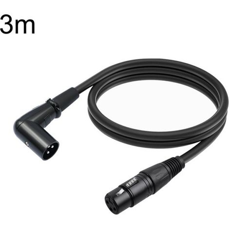 1 Câble audio XLR,3 broches,Femelle droite vers mâle coudé,Nickelé,Anti-interférence,Studio et scène (1/4)