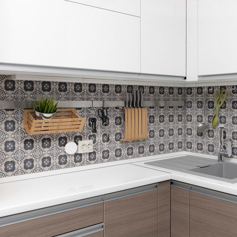 Sticker Mural Carrelage adhésif Cuisine Salle de Bain - 30 STICKERS CARREAUX DE CIMENT AZULEJOS PORFIRIO - 30stickers10x10cm (1/5)