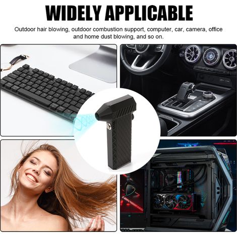Ventilateur portable sans fil d'extérieur 110 000 tr/min, sèche-cheveux compact haute puissance, ventilateur turbo portable pour camping, vitesses réglables, souffleur de voiture sans balais (1/5)