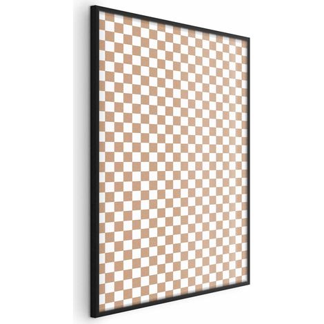 Poster - Geometria e marroni - un motivo a scacchiera in tonalità neutre (1/4)