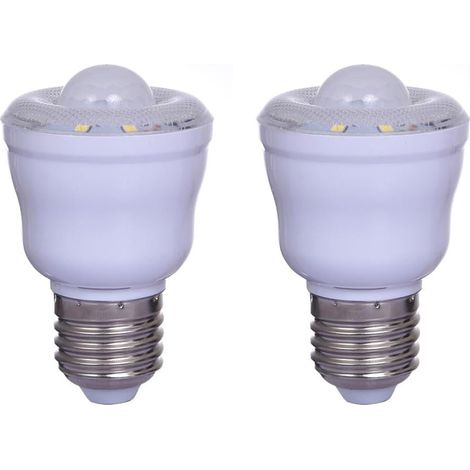 Lot de 2 Ampoules à détecteur de mouvement PIR avec Culot E27,2W, Blanc Chaud 3000K, Veilleuse Automatique On/Off,Cour AC 220-240V,Non dimmable (1/5)