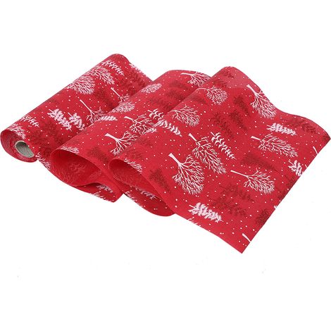Tischläufer aus bedrucktem Polyester für Zuhause, Weihnachten, Partys und Bankette – ein roter Weihnachtsbaum (1/5)