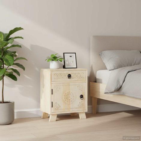 vidaXL Mesita de noche de madera maciza de mango 40x30x50 cm (1/5)