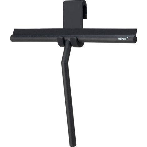 WENKO Raschietto per Bagno Mola in Silicone XXL Nero, Superficie di Pulizia Extra Larga, Nero, Silicone Nero, Acciaio Inossidabile (1/5)
