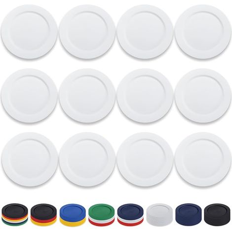 Assiettes en plastique blanc 12 pièces 25cm plates réutilisables, assiettes à salade, bols de pâtes, vaisselle facile à transporter pour la maison, jardin, pique-, extérieur (1/5)