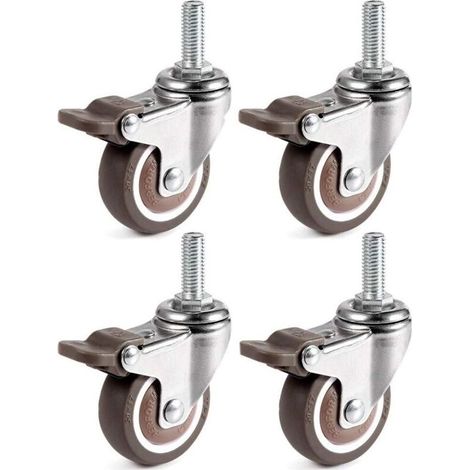 Pack de 4 roulettes pivotantes 25mm – Tige filetée M6×15 – Capacité 15kg par roulette – Pour meubles lourds et sols sensibles (1/5)