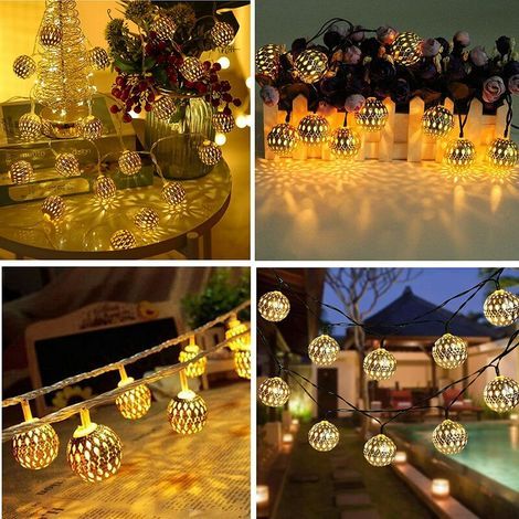 LAN Lights Marokkanische Laternen-Lichterkette Weiß 16ft/5m 20 LED Feenlaterne Deloma Ballon Betal Lichterketten für den Außenbereich (1/5)