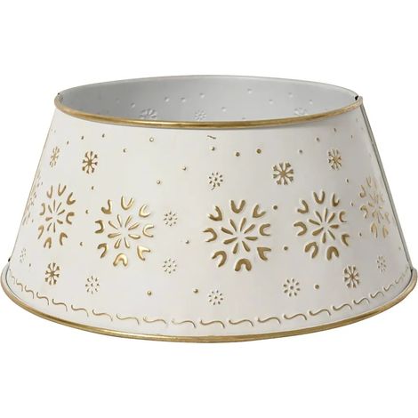 Copribase für Weihnachtsbaum aus Eisen in weiß und gold Ø70 × H27 cm (1/4)