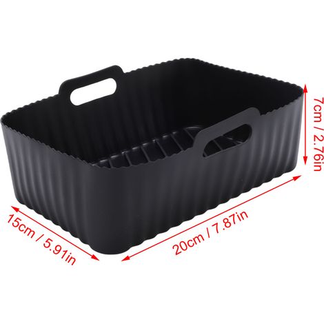 Ortviai Tapis de friture réutilisable en silicone alimentaire pour airfryer AF300EU/AF400EU – 2 pièces, noir, 20 x 15 cm (1/4)