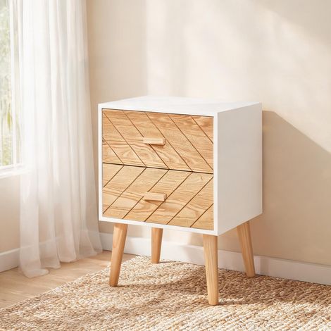 Table de chevet blanc en bois 40 x 30 x 55,5 cm (1/5)