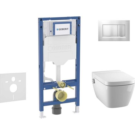 Geberit Duofix - Set bâti-support, cuvette TECEone et abattant softclose, plaque de déclenchement Sigma30, chrome mat/chrome SANI11CT2106 (1/5)