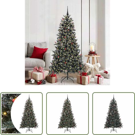 LED Licht - Künstlicher Weihnachtsbaum Grün 180 cm PVC, Plastik und Stahl (1/5)