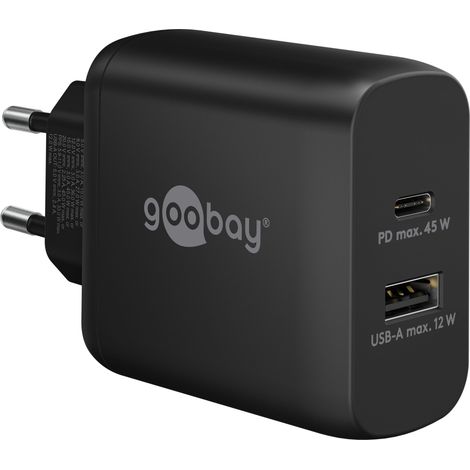 GOOBAY USB-Lader 65411, 45 W, 2-fach, 1xC PD, 1xA GaN, schwarz (1/5)