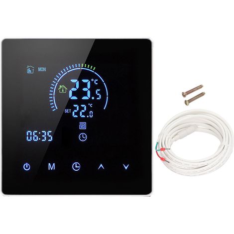 Thermostat numérique 16 A avec écran LCD programmable, thermostat électrique pour chauffage, idéal pour la maison, le bureau ou l'hôtel (90-240 V CA), blanc, sans Wi-Fi. (1/5)