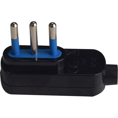 Spina Elettrica Piatta Salvaspazio Laterale 2P+T 10A 25V Max 1500W Spina Piccola 10A Nero