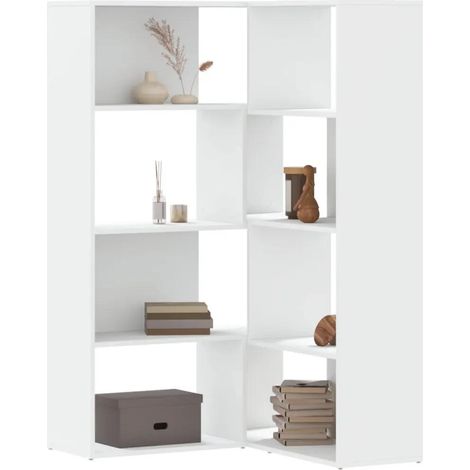 Eck-Bücherregal 4 Etagen Weiß 85x85x140 cm Holzwerkstoff vidaXL