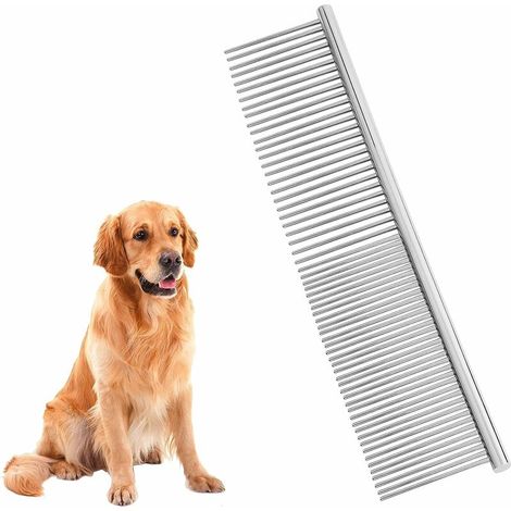 DEESSE SHOP - Peigne de toilettage pour animaux de compagnie, peigne en acier inoxydable pour chien et chat pour animaux de compagnie de petite, moyenne et grande taille à poils longs et courts (1/5)