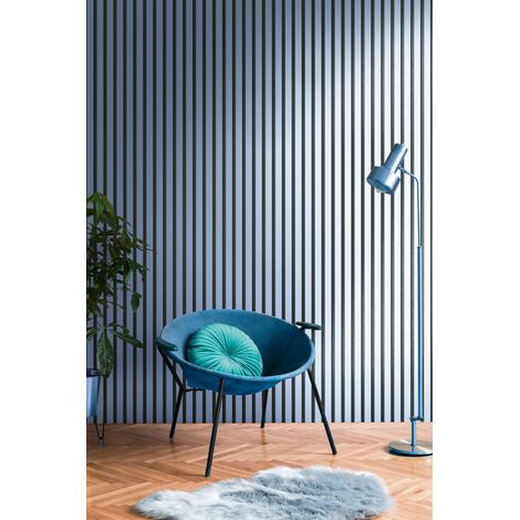 A.S. Création Carta da parati non tessuta con motivo a pannelli con effetto metallizzato 0,53 x 10,05 m - nero grigio blu metallizzato - Carta da parati effetto legno made in Germany - 786273 (1/2)