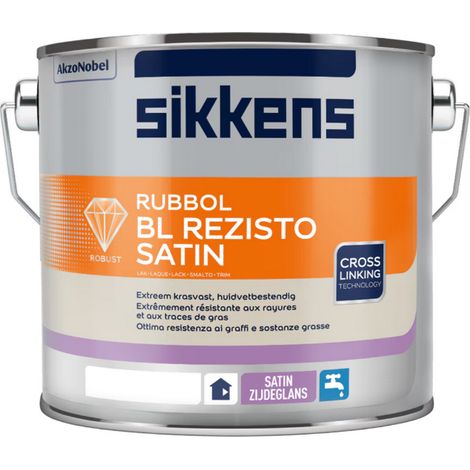 Sikkens – Laque acrylique lessivable satin 2,5L – Séchage rapide 2h – Pour bois dur et teck – Rendement 11m²/L – Couleur blanc