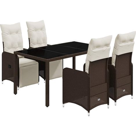 Maison Exclusive - Mesita y sillas jardín 5 pzas y cojines ratán (1/5)