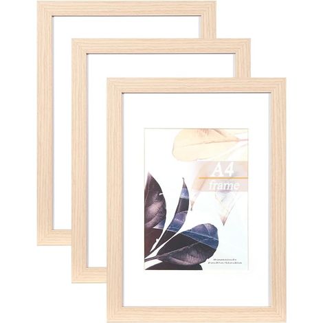 Lot de 3 cadres photo A4 en bois de chêne avec verre acrylique (1/5)