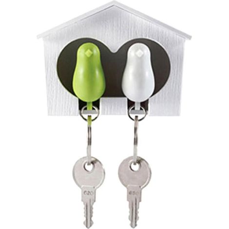 Merryso Lot de 2 porte-clés oiseaux + 1 porte-clés mural en forme de nichoir à moineaux (1/5)
