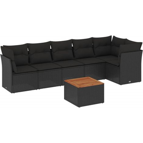 Set Divani da Giardino con Cuscini 7pz Nero Polyrattan vidaXL (1/5)