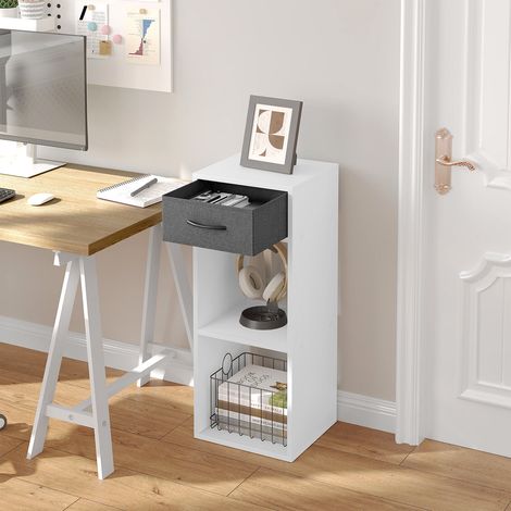 WOLTU 3 Ebenen Bücherregal, Bücherschrank schmal, Würfelregal Aufbewahrungsregale, Standregal mit 1 Stoffschublade 2 Würfeln, für Wohnzimmer Schlafzimmer, 32,4x80x30 cm, Weiß (1/5)