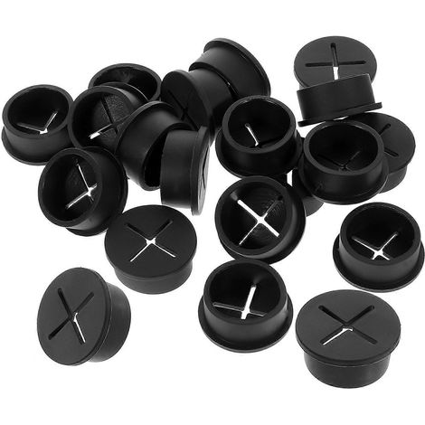 Lot de 20 œillets en caoutchouc pour protection de câbles de bureau, œillets ronds pour trous de câbles-2.90X2.90X1.20CM-Black