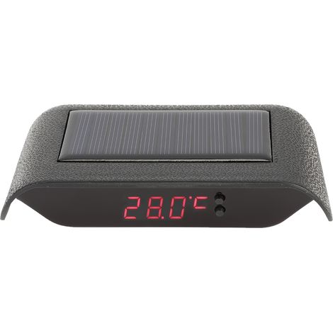 Horloge solaire portable à LED lumineuse, horloge numérique pour véhicule, voiture, camion, accessoire de décoration rouge (1/5)
