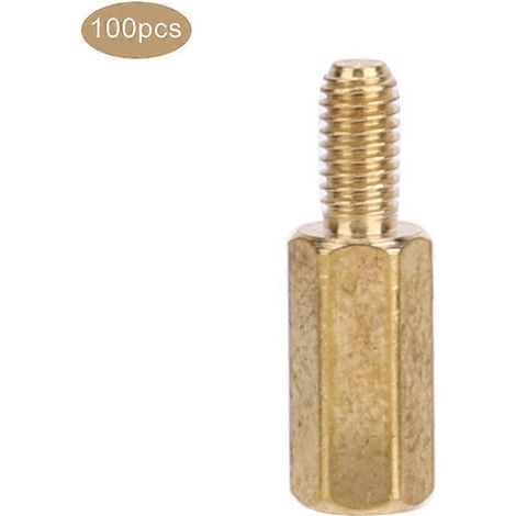 Abstandshalter-Messingkupplungen M3-Sechskantmuttern (Einzelkopf) – Ersatzsets für Leiterplatten, M3 x 10 (100 Stück) (1/4)